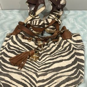 MK purse and shoe combo brown and tan shoes size 10